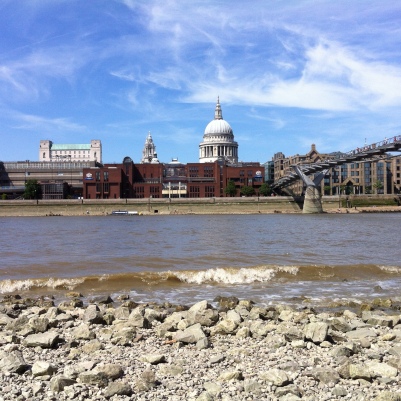 The view across to St Paul's Cathedral from Bankside at low tide by Scott Whitehead